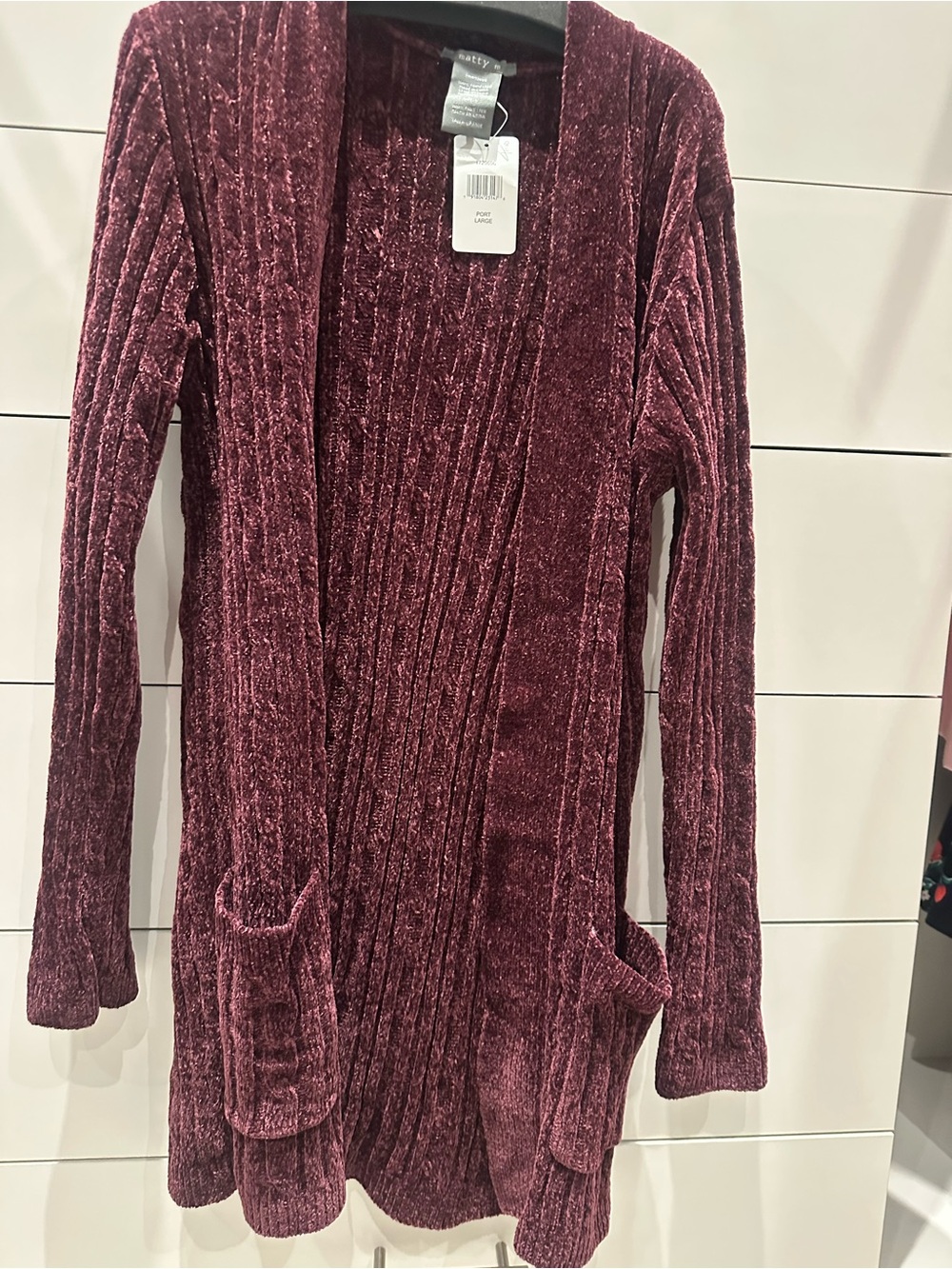 Matty M Velvet Open-Front Cardigan - Wine Red